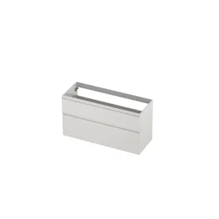 INK asymmetrical washbasin cabinet lacquered - 2 drawers - handleless - 45 degree angles - 120x45x65 cm - High-gloss white