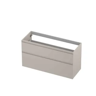 INK asymmetrical washbasin cabinet lacquered - 2 drawers - handleless - 45 degree angles - 120x45x65 cm - Matt cashmere gray