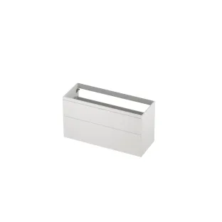 INK asymmetrical washbasin cabinet lacquered - 2 drawers - handleless - 45 degree angles - 120x45x65 cm - Matt white