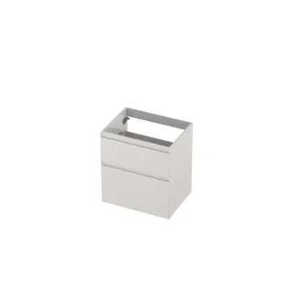 INK asymmetrical washbasin cabinet lacquered - 2 drawers - handleless - 45 degree angles - 60x45x65 cm - High-gloss white