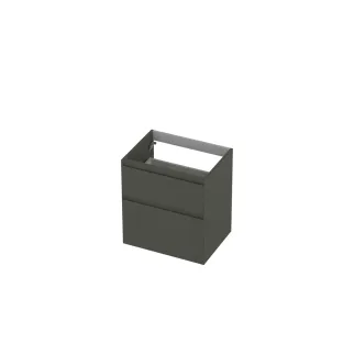 INK asymmetrical washbasin cabinet lacquered - 2 drawers - handleless - 45 degree angles - 60x45x65 cm - Matt concrete green