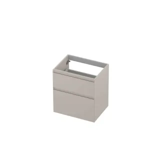 INK asymmetrical washbasin cabinet lacquered - 2 drawers - handleless - 45 degree angles - 60x45x65 cm - Matt cashmere gray