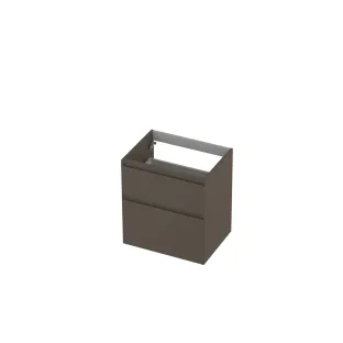 INK asymmetrical washbasin cabinet lacquered - 2 drawers - handleless - 45 degree angles - 60x45x65 cm - Matt taupe