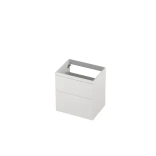 INK asymmetrical washbasin cabinet lacquered - 2 drawers - handleless - 45 degree angles - 60x45x65 cm - Matt white