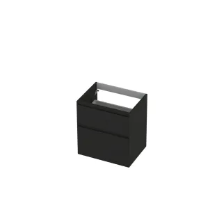 INK asymmetrical washbasin cabinet lacquered - 2 drawers - handleless - 45 degree angles - 60x45x65 cm - Matt black