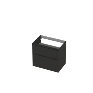 INK asymmetrical washbasin cabinet lacquered - 2 drawers - handleless - 45 degree angles - 70x45x65 cm - Matt anthracite