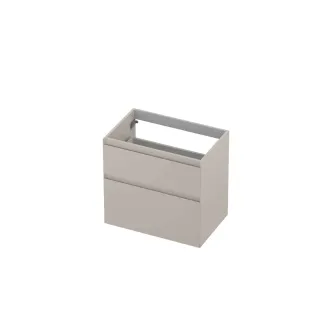 INK asymmetrical washbasin cabinet lacquered - 2 drawers - handleless - 45 degree angles - 70x45x65 cm - Matt cashmere gray