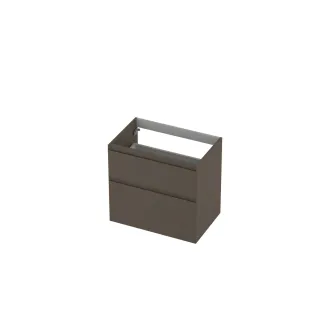 INK asymmetrical washbasin cabinet lacquered - 2 drawers - handleless - 45 degree angles - 70x45x65 cm - Matt taupe