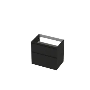 INK asymmetrical washbasin cabinet lacquered - 2 drawers - handleless - 45 degree angles - 70x45x65 cm - Matt black