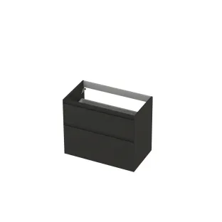 INK asymmetrical washbasin cabinet lacquered - 2 drawers - handleless - 45 degree angles - 80x45x65 cm - Matt anthracite