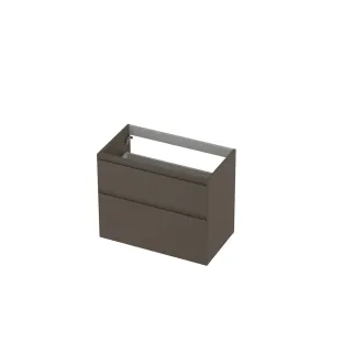 INK asymmetrical washbasin cabinet lacquered - 2 drawers - handleless - 45 degree angles - 80x45x65 cm - Matt taupe