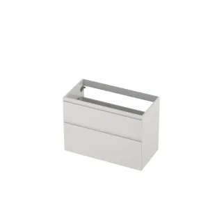 INK asymmetrical washbasin cabinet lacquered - 2 drawers - handleless - 45 degree angles - 90x45x65 cm - High-gloss white