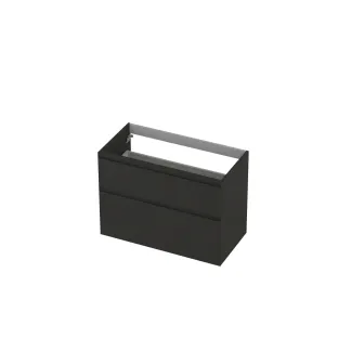 INK asymmetrical washbasin cabinet lacquered - 2 drawers - handleless - 45 degree angles - 90x45x65 cm - Matt anthracite