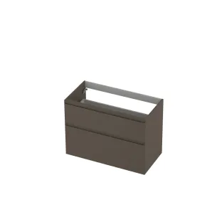 INK asymmetrical washbasin cabinet lacquered - 2 drawers - handleless - 45 degree angles - 90x45x65 cm - Matt taupe