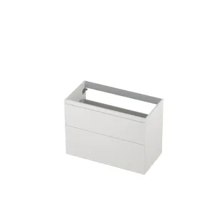 INK asymmetrical washbasin cabinet lacquered - 2 drawers - handleless - 45 degree angles - 90x45x65 cm - Matt white