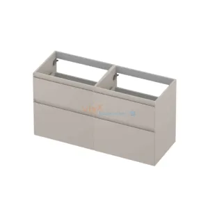 INK asymmetrical washbasin cabinet lacquered - 4 drawers - handleless - 45 degree angles - 120x45x65 cm - Matt cashmere gray