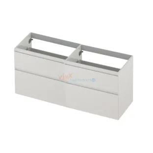 INK asymmetrical washbasin cabinet lacquered - 4 drawers - handleless - 45 degree angles - 140x45x65 cm - High-gloss white