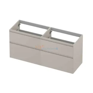 INK asymmetrical washbasin cabinet lacquered - 4 drawers - handleless - 45 degree angles - 140x45x65 cm - Matt cashmere gray