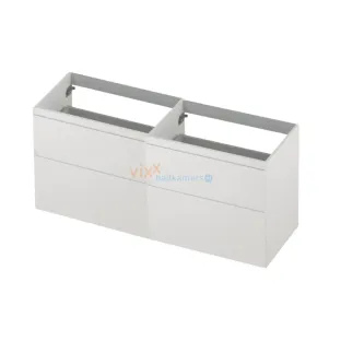 INK asymmetrical washbasin cabinet lacquered - 4 drawers - handleless - 45 degree angles - 140x45x65 cm - Matt white