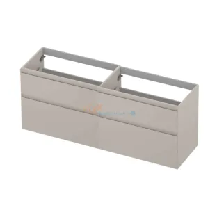 INK asymmetrical washbasin cabinet lacquered - 4 drawers - handleless - 45 degree angles - 160x45x65 cm - Matt cashmere gray