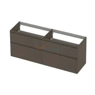 INK asymmetrical washbasin cabinet lacquered - 4 drawers - handleless - 45 degree angles - 160x45x65 cm - Matt taupe