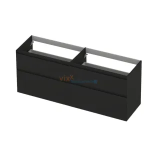 INK asymmetrical washbasin cabinet lacquered - 4 drawers - handleless - 45 degree angles - 160x45x65 cm - Matt black