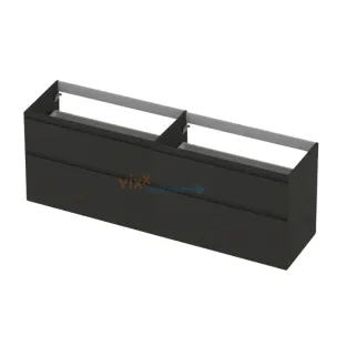 INK asymmetrical washbasin cabinet lacquered - 4 drawers - handleless - 45 degree angles - 180x45x65 cm - Matt anthracite