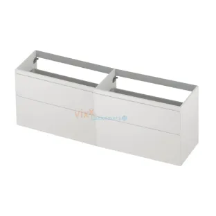 INK asymmetrical washbasin cabinet lacquered - 4 drawers - handleless - 45 degree angles - 180x45x65 cm - Matt white