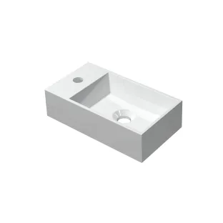 INK Contra Fountain Polystone - square inner basin - tap plateau left - 1 tap hole - 40x22x10 cm - Gloss white