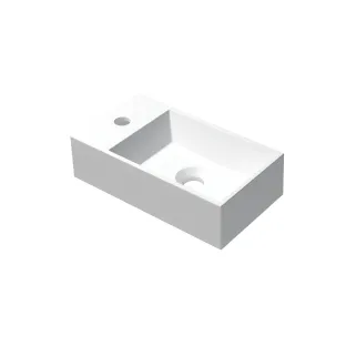 INK Contra Fountain Polystone - square inner basin - tap plate left - 1 tap hole - 40x22x10 cm - Matt white