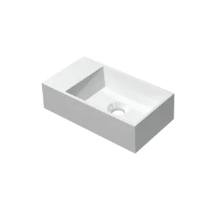 INK Contra Fountain Polystone - square inner basin - tap plateau left - without tap hole - 40x22x10 cm - Gloss white