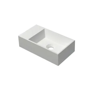 INK Contra Fountain Polystone - square inner basin - tap plateau left - without tap hole - 40x22x10 cm - Matt white