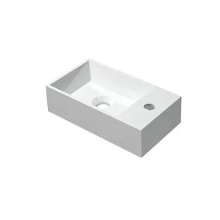 INK Contra Fountain Polystone - square inner basin - tap plateau right - 1 tap hole - 40x22x10 cm - Gloss white