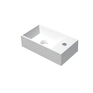 INK Contra Fountain Polystone - square inner basin - tap plate right - 1 tap hole - 40x22x10 cm - Matt white