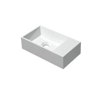 INK Contra Fountain Polystone - square inner basin - tap plateau right - without tap hole - 40x22x10 cm - Gloss white