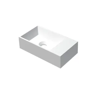 INK Contra Fountain Polystone - square inner basin - tap plateau right - without tap hole - 40x22x10 cm - Matt white