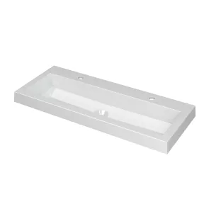 INK Dock wash basin polystone - 100x40x6 cm - 2 taps - gloss white