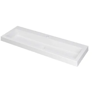 INK Dock washbasin polystone - 120x40x6 cm - 1 tap hole - Matt white