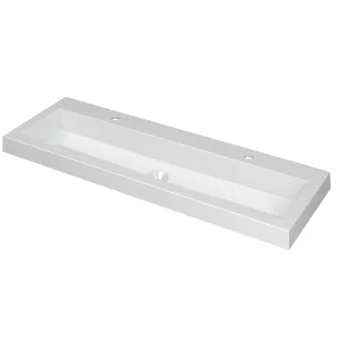 INK Dock wash basin polystone - 120x40x6 cm - 2 taps - gloss white