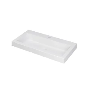 INK Dock wash basin polystone - 80x40x6 cm - 1 tap hole - Mat white