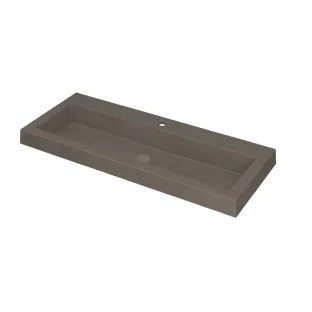 INK Dock washbasin quartz - 100x40x6 cm - 1 tap hole - Concrete (gray)