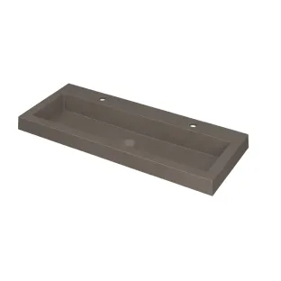 INK Dock washbasin quartz - 100x40x6 cm - 2 tap holes - Concrete (gray)