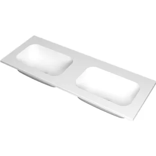 INK Factor Washbasin - 2 sinks - without tap hole - 120x45x1.5 cm - Polystone gloss white