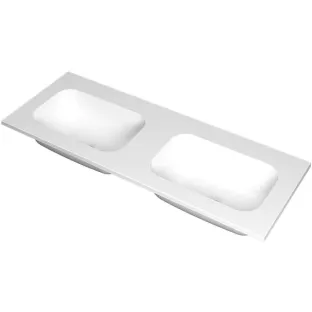 INK Factor Washbasin - 2 sinks - without tap hole - 120x45x1.5 cm - Polystone matt white