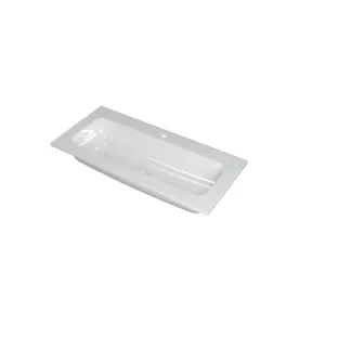 INK Factor Central washbasin - 1 sink - 1 tap hole - 100x45x1.5 cm - Polystone gloss white