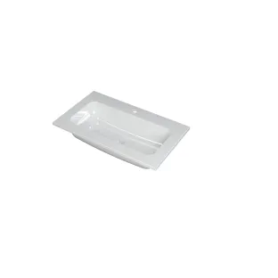 INK Factor Central washbasin - 1 sink - 1 tap hole - 80x45x1.5 cm - Polystone gloss white