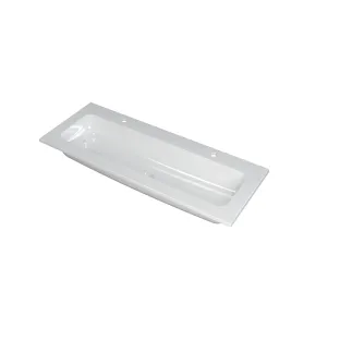 INK Factor Central washbasin - 1 sink - 2 tap holes - 120x45x1.5 cm - Polystone gloss white