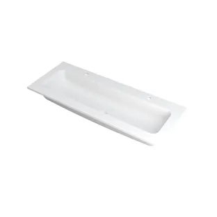 INK Factor Central washbasin - 1 sink - 2 tap holes - 120x45x1.5 cm - Polystone matt white