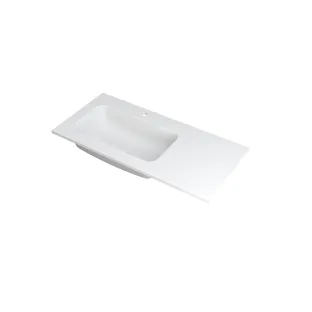 INK Faktor Washbasin left - 1 sink - 1 tap hole - 100x45x1.5 cm - Polystone matt white