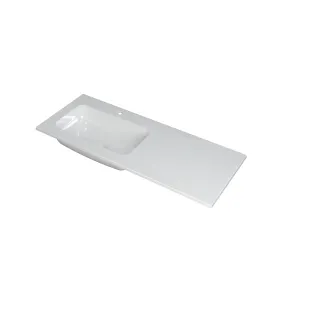 INK Faktor Washbasin left - 1 sink - 1 tap hole - 120x45x1.5 cm - Polystone gloss white